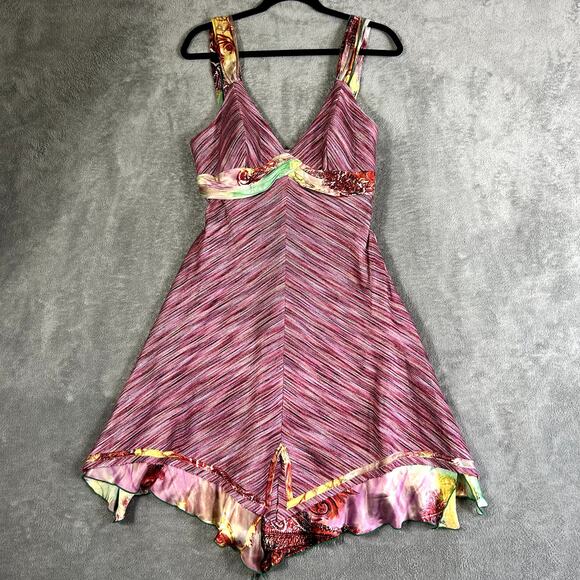 Vintage Y2K Mary L Couture Silk Babydoll Dress Asymetrical Hem Size 12 Y2K - Picture 1 of 13